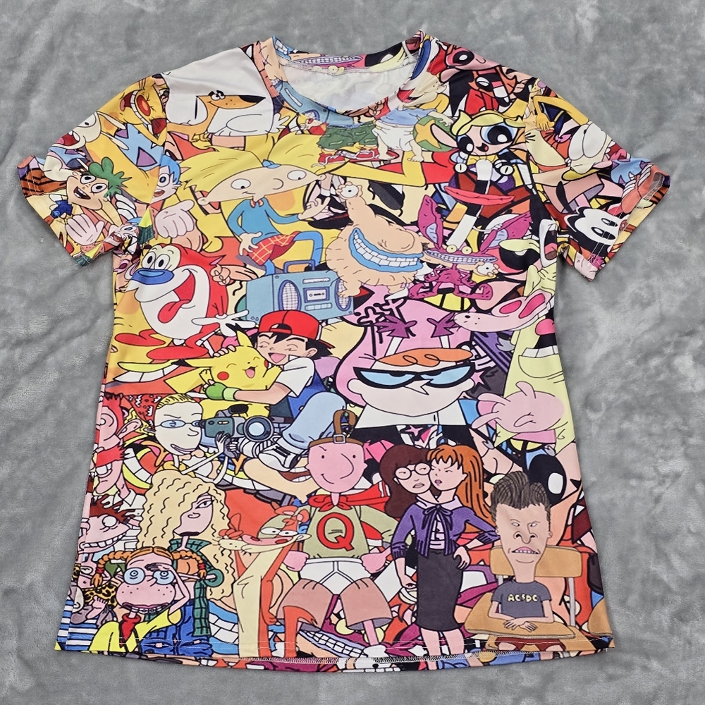 90s Cartoon Hey Arnold Dexter Pokémon Funny XL 3D Print T-Shirt Women Men Unisex